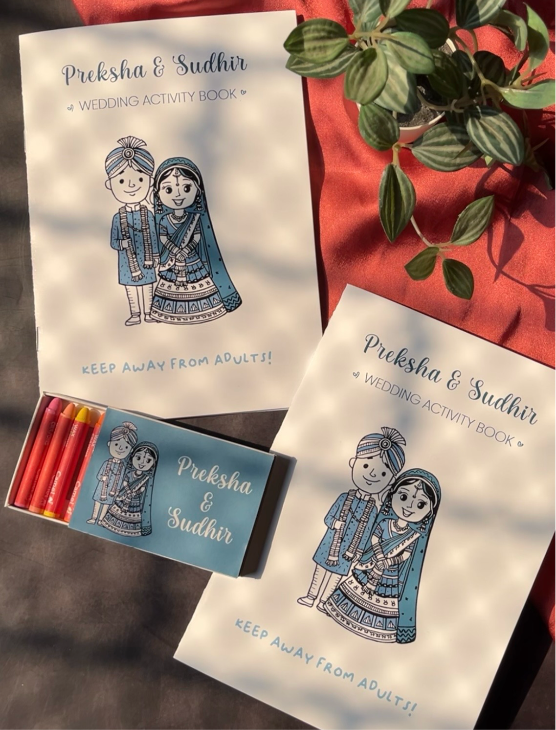 Activity book for wedding with crayons used in weddings